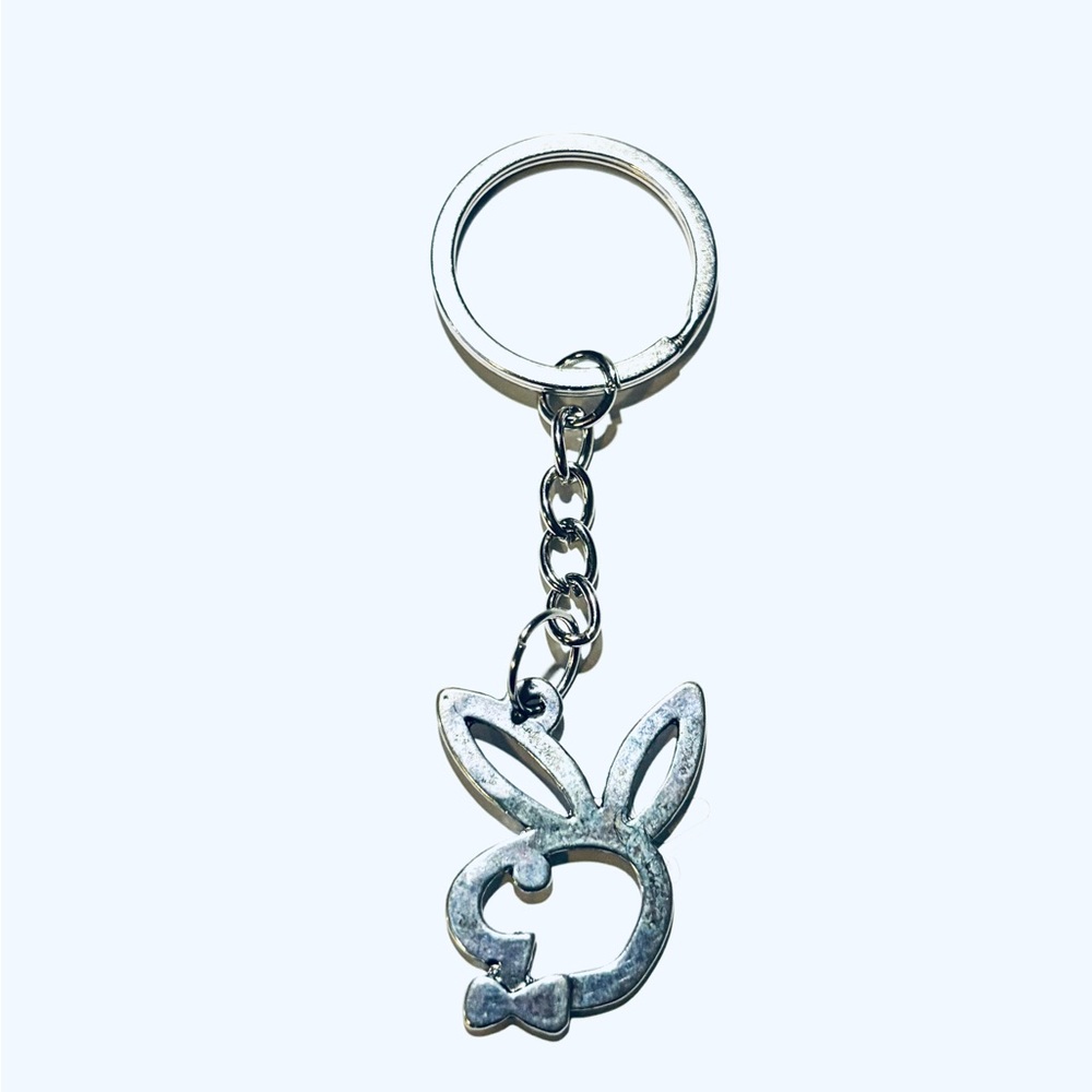 Silver Playboy Bunny Keychain